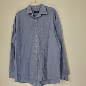 Club Room Men's Blue Checked Shirt, Size 18.5 36/37